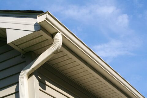 Gutter and downspout on a Texas home
