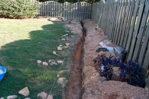 French drain being installed in TX